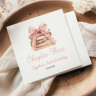 Chapter Three Pink Bow Books 3rd Birthday Party Napkins