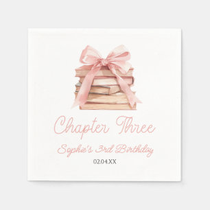 Chapter Three Pink Bow Books 3rd Birthday Party Napkins
