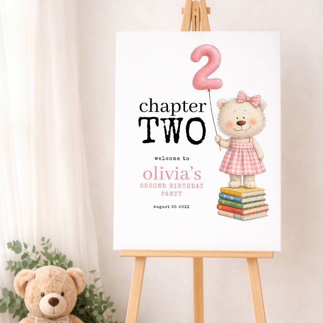 Chapter Two Bear Books Girl 2nd Birthday welcome  Foam Board (Creator Uploaded)