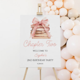 Chapter Two Bow 2nd Birthday Party Welcome Sign