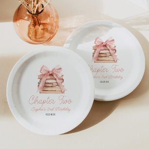 Chapter Two Pink Bow Books 2nd Birthday Party Paper Plates