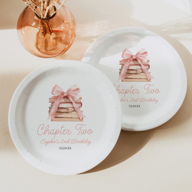 Chapter Two Pink Bow Books 2nd Birthday Party Paper Plates (Creator Uploaded)