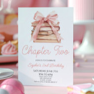 Chapter Two Pink Bow Storybook 2nd Birthday Party Invitation