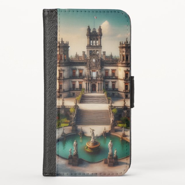 Chapultepec Castle Mexico Vintage Travel iPhone Wallet Case (Front)