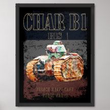 Char B1 Bis French Heavy Tank of WWII. France flag