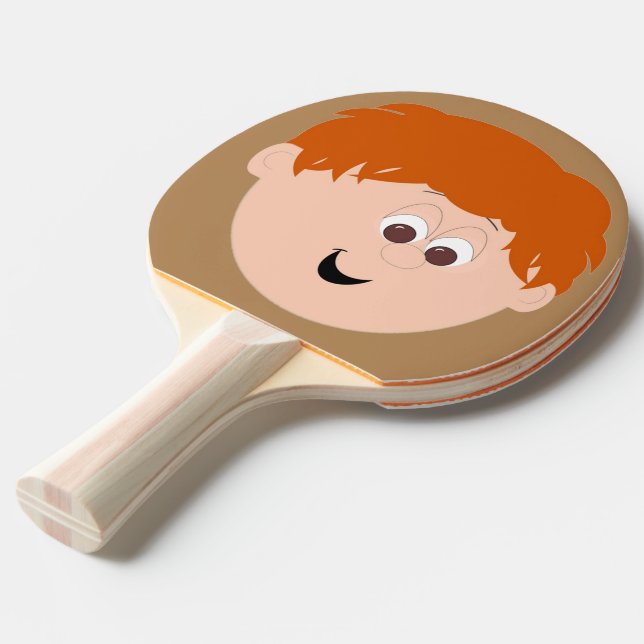 Character Animated Face (red hair) Ping-Pong Paddle (Front Angle)