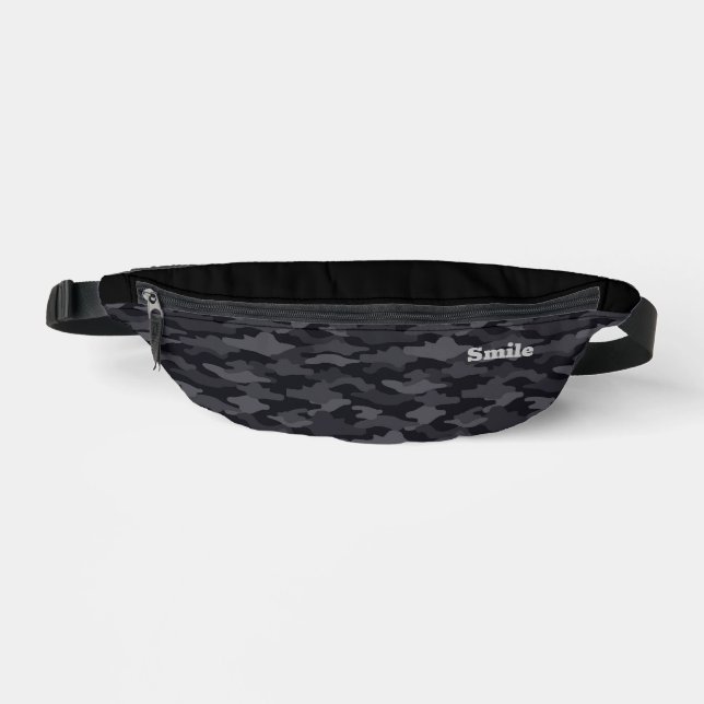 CHARACTER CUSTOM CAMOUFLAGE BLACK PRINT CUT SAW BA FANNY PACK (Front)