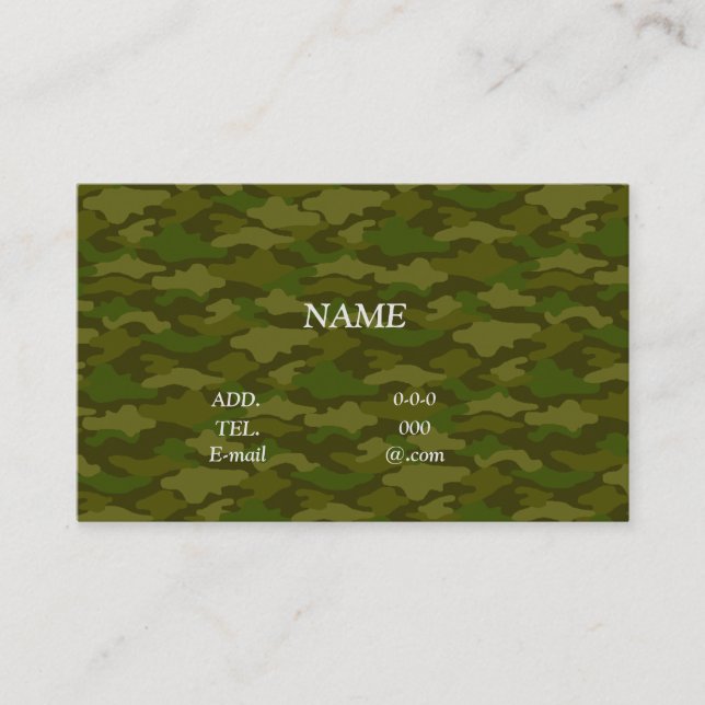 Character Custom Camouflage (Khaki) Business Card (Front)