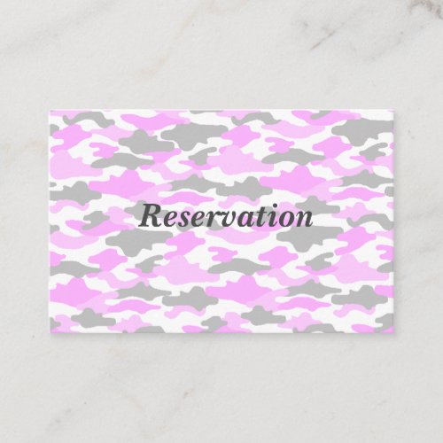 Character Custom Camouflage Pink Reservation Car Appointment Card