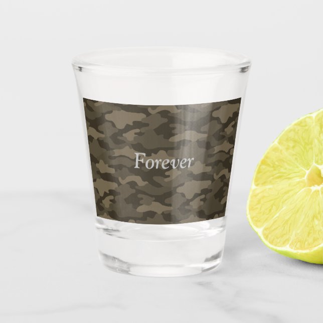 Character Custom Camouflage (Sepia) Shot Glass (Front)