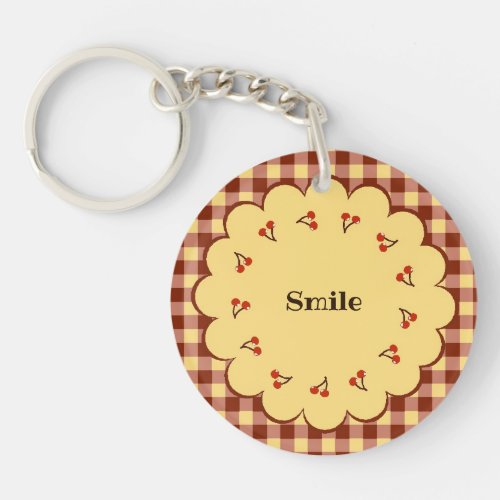 Character Custom Cherry  Check Brown Key Holder Keychain