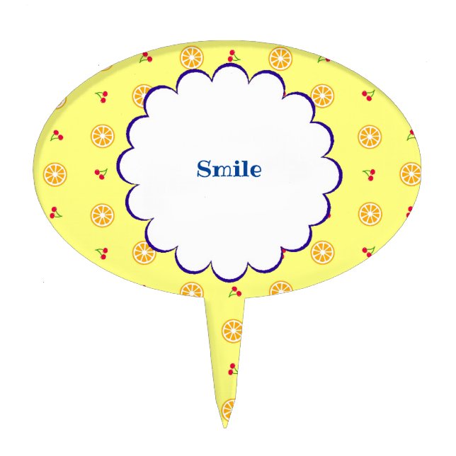 Character Custom Cherry Yellow Cake Topper (Front)
