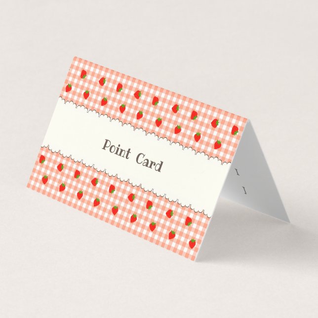 Character Custom Strawberry & Check (Orange) Busin Business Card (Front)