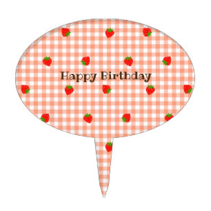 Character Custom Strawberry Check Orange Cake Topper