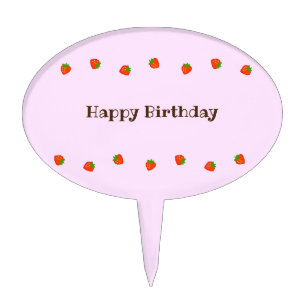 Character Custom Strawberry Pink Cake Topper