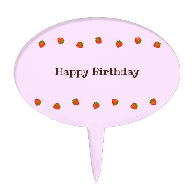 Character Custom Strawberry Pink Cake Topper (Front)