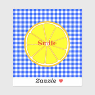 Character Customization Lemon Gingham Check Blue Sticker