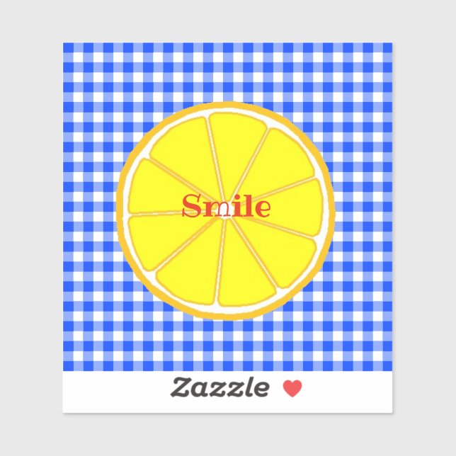 Character Customization Lemon Gingham Check Blue Sticker (Sheet)
