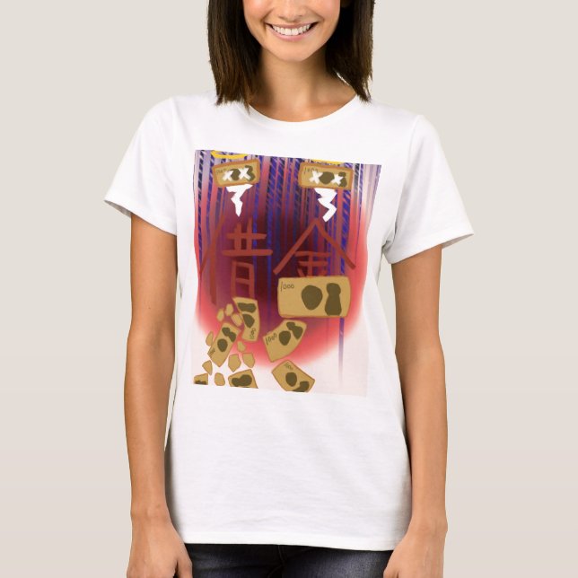 Character Debt Design Background T-Shirt (Front)