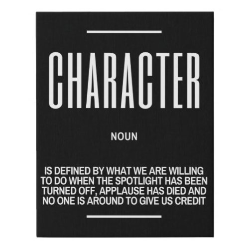 CHARACTER Definition Quote Faux Canvas Print