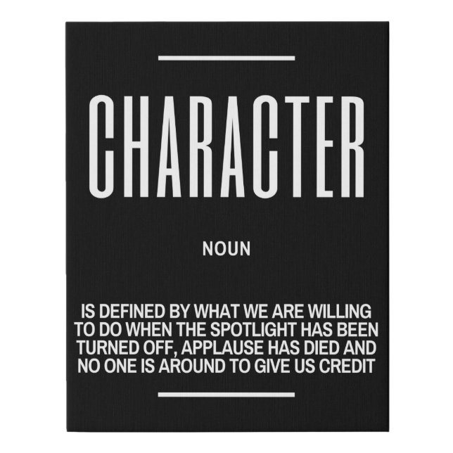 CHARACTER Definition Quote Faux Canvas Print (Front)