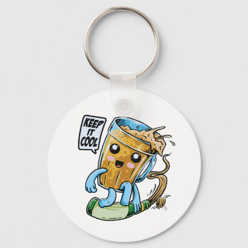 Character design of a glass of beer tea coffee and keychain