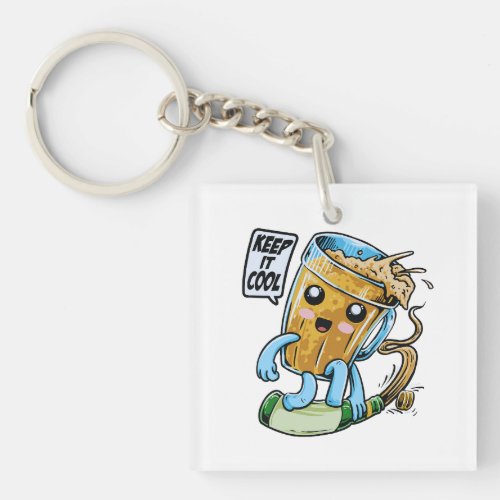 Character design of a glass of beer tea coffee and keychain