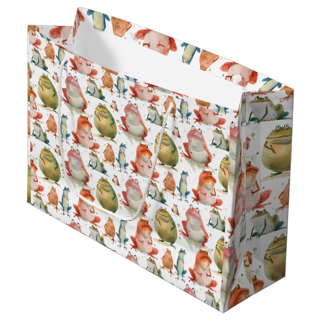 Character fun frogs large gift bag (Front Angled)