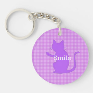 Character Phone Custom CAT & Check (Pink) Keychain