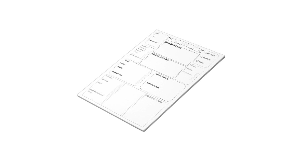 Character Sheet Notepad | Zazzle