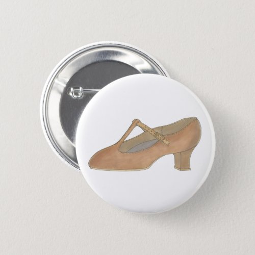 Character Tan T_Strap Dance Shoe Birthday Party Button