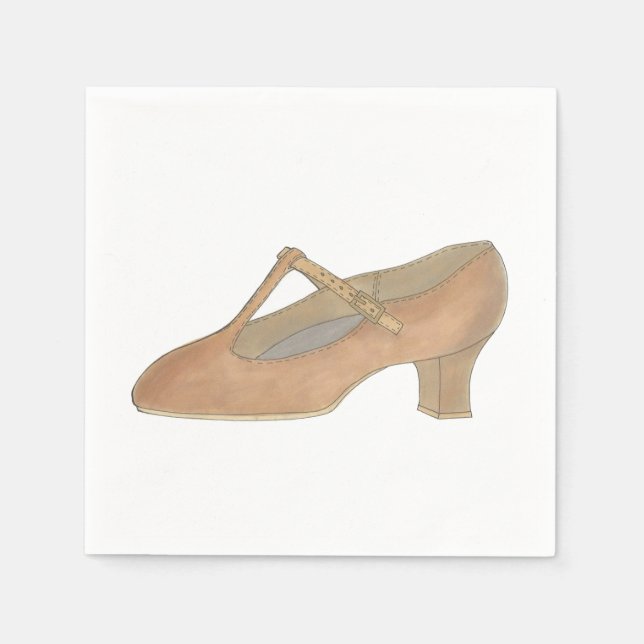 Character Tan T-Strap Dance Shoe Birthday Party Napkins (Front)
