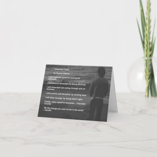 "Character Traits" affirmation note card (blank) (Front)