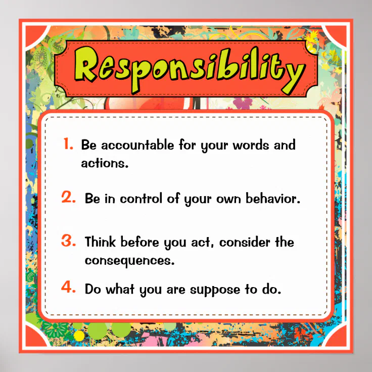 Character Traits Posters Responsibility 6 Of 6 Poster Zazzle