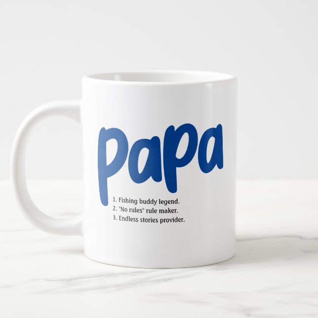 Characteristics of Best Grandpa Papa Fathers Day Giant Coffee Mug (Left)