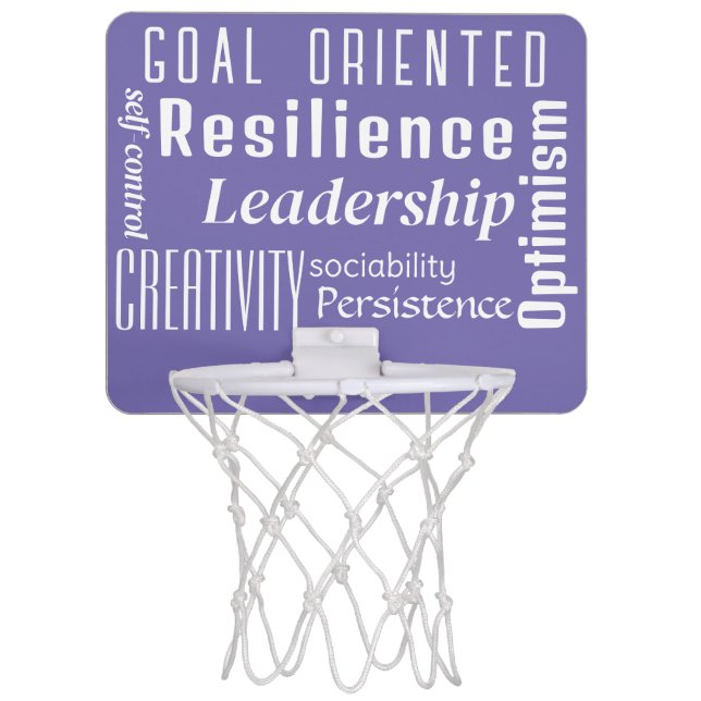 Characteristics of Successful People Periwinkle Mini Basketball Hoop (Front)