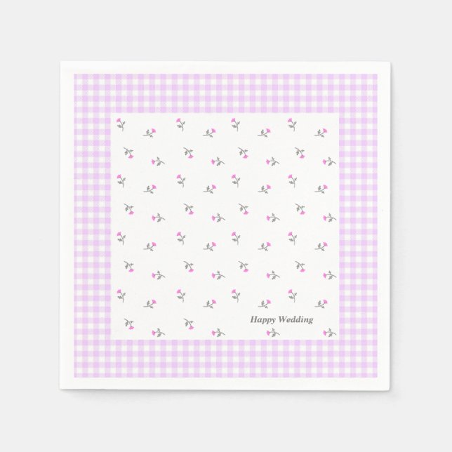 Characters Customize Wild Rose Check Pink Napkins (Front)