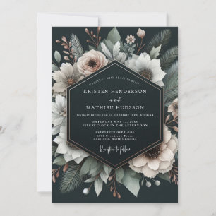 Charcoal Alabaster Flora Wedding Invitation