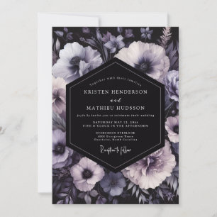 Charcoal Amethyst Bloom Wedding Invitation
