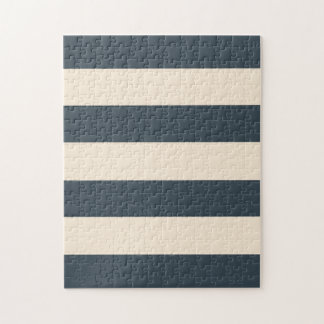 Charcoal and Antique White Stripes Jigsaw Puzzle