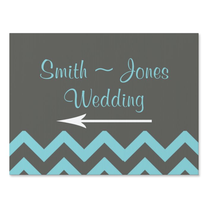 Charcoal and Aqua Chevron Wedding Direction Sign