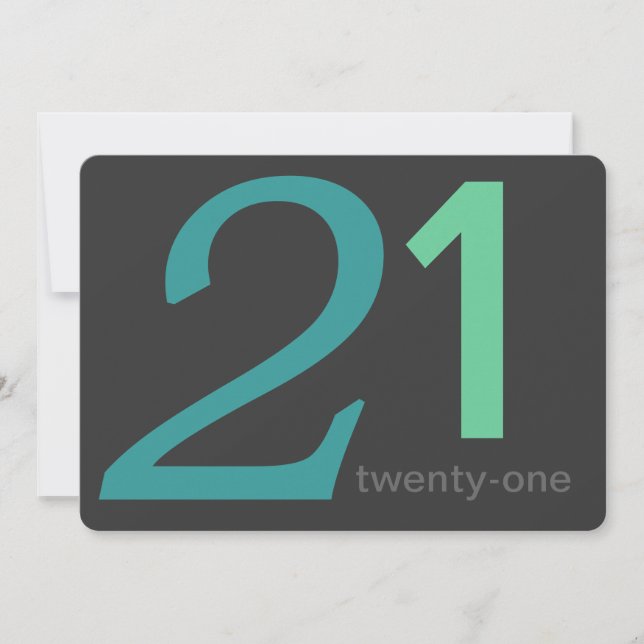 Charcoal and Blue Custom 21st Birthday Invitation (Front)