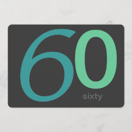 Charcoal and Blue Custom 60th Birthday Invitation