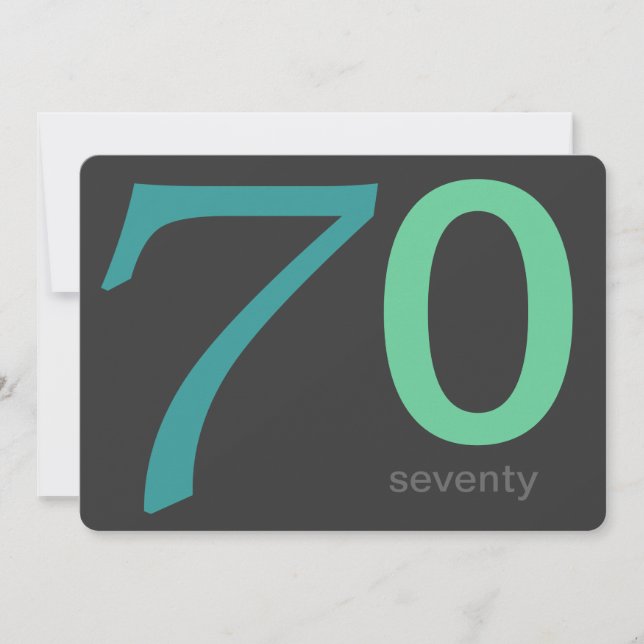 Charcoal and Blue Custom 70th Birthday Invitation (Front)