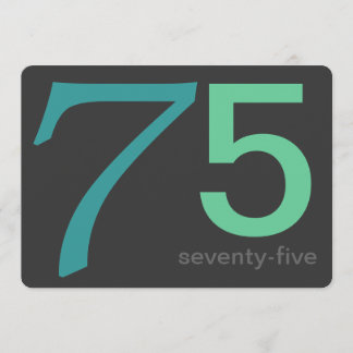 Charcoal and Blue Custom 75th Birthday Invitation