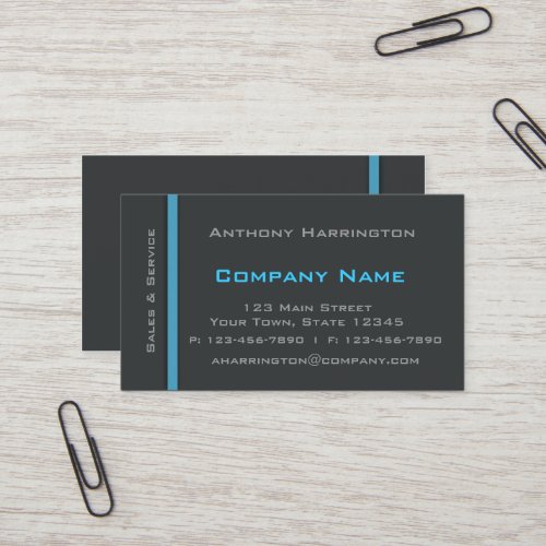 Charcoal and Blue Stripe Professional Business Cards