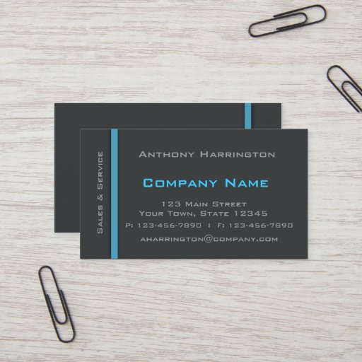 Customizable Charcoal and Blue Stripe Professional Business Cards