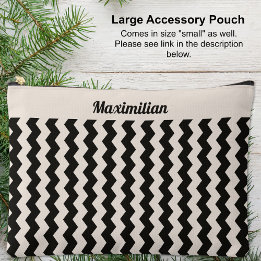 Charcoal and Cement Chevrons-LARGE Accessory Pouch