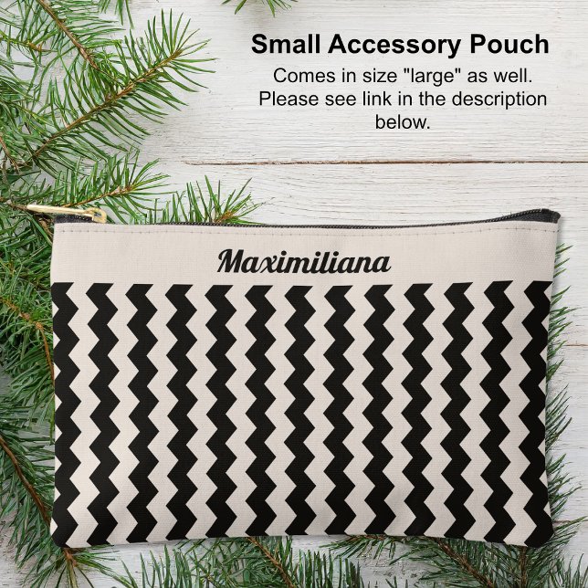 Charcoal and Cement Chevrons-SMALL Accessory Pouch (Small Accessory Pouch - Charcoal and Cement Chevrons by Leapfroglisics Shop)