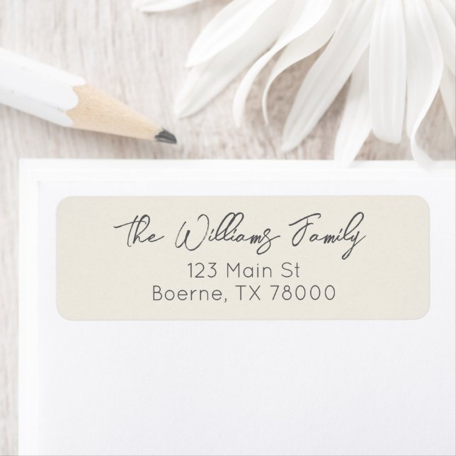 Charcoal and Cream Modern Script  Address Label (Insitu)